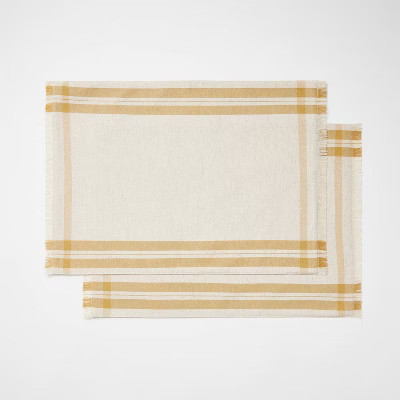 2pk Basket Tan Plaid Placemats - Threshold™ designed with Studio McGee | Target