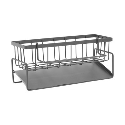 Unique Bargains Sink Organiser with Self-Draining Drain Tray Carbon Steel for Kitchen Bathroom Gray | Target