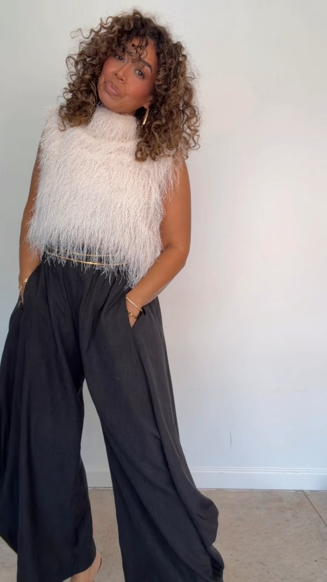 Holiday Outfit! Pants are Zara wool blend flowy pant 

#LTKHoliday #LTKootd #LTKMidsize