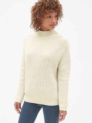 Gap Womens Shaker Stitch Pullover Turtleneck Sweater Snowflake Milk Size XS | Gap US