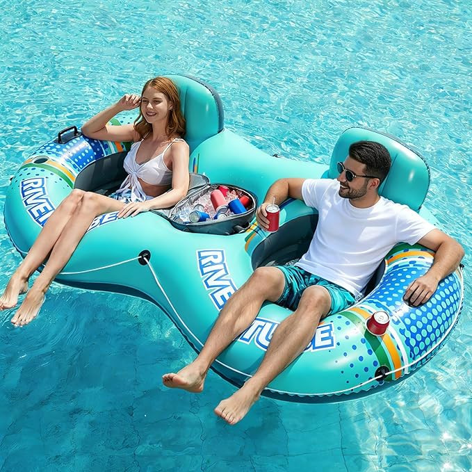 Jasonwell Heavy Duty 2 Person Inflatable River/Pool Tube Float with Removable Cooler, Tubes for L... | Amazon (US)