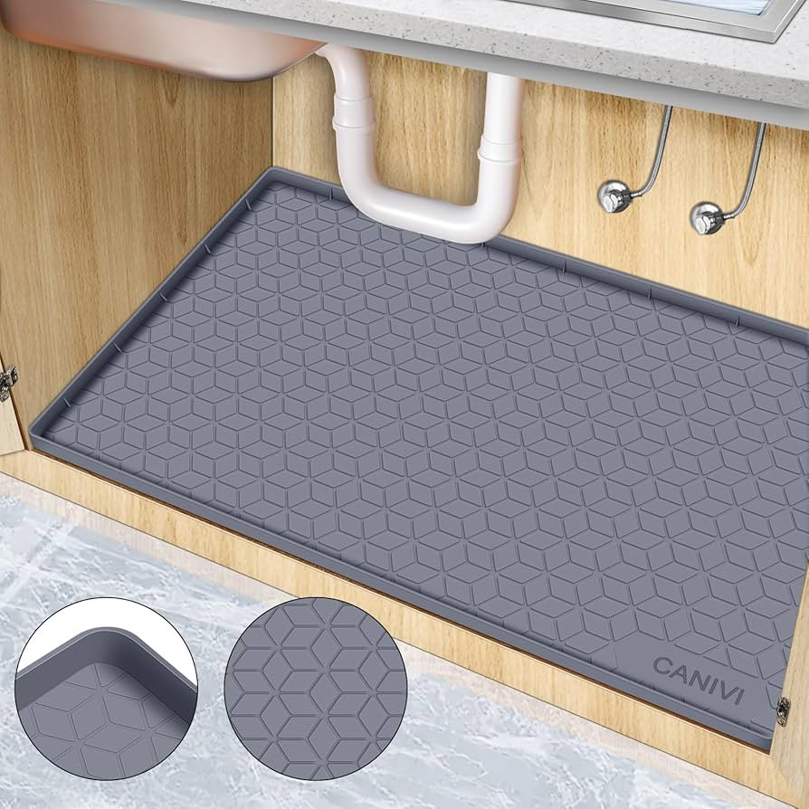 Under Sink Mat, 34" x 22" Waterproof Silicone Under Sink Tray for Kitchen & Laundry Cabinets, Kit... | Amazon (US)