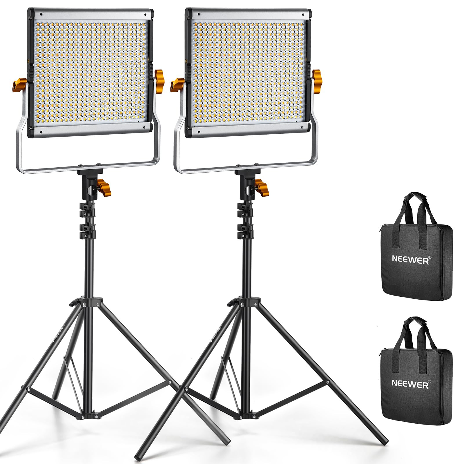 Neewer 2 Packs Dimmable Bi Color 480 LED Video Light Kit, 3200~5600K CRI 96+ LED Panel with U Bra... | Amazon (US)