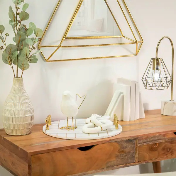 Sagebrook Home Neutral Glam 8" Ceramic White and Gold Bird Statue Figurine - 6.5" x 3.4" x 8" | Bed Bath & Beyond