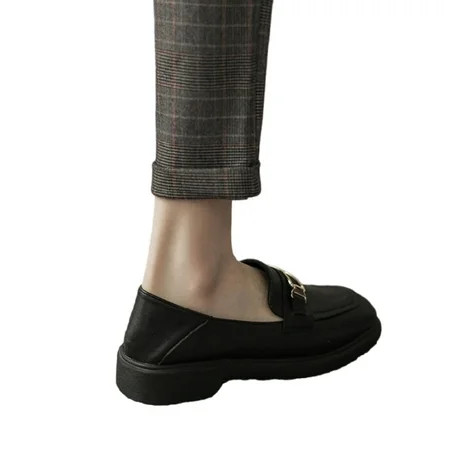 Lacyhop Womens Casual Shoe Square Toe Flats Slip On Loafers Party Comfort Vintage Shoes Retro Chunky | Walmart (US)