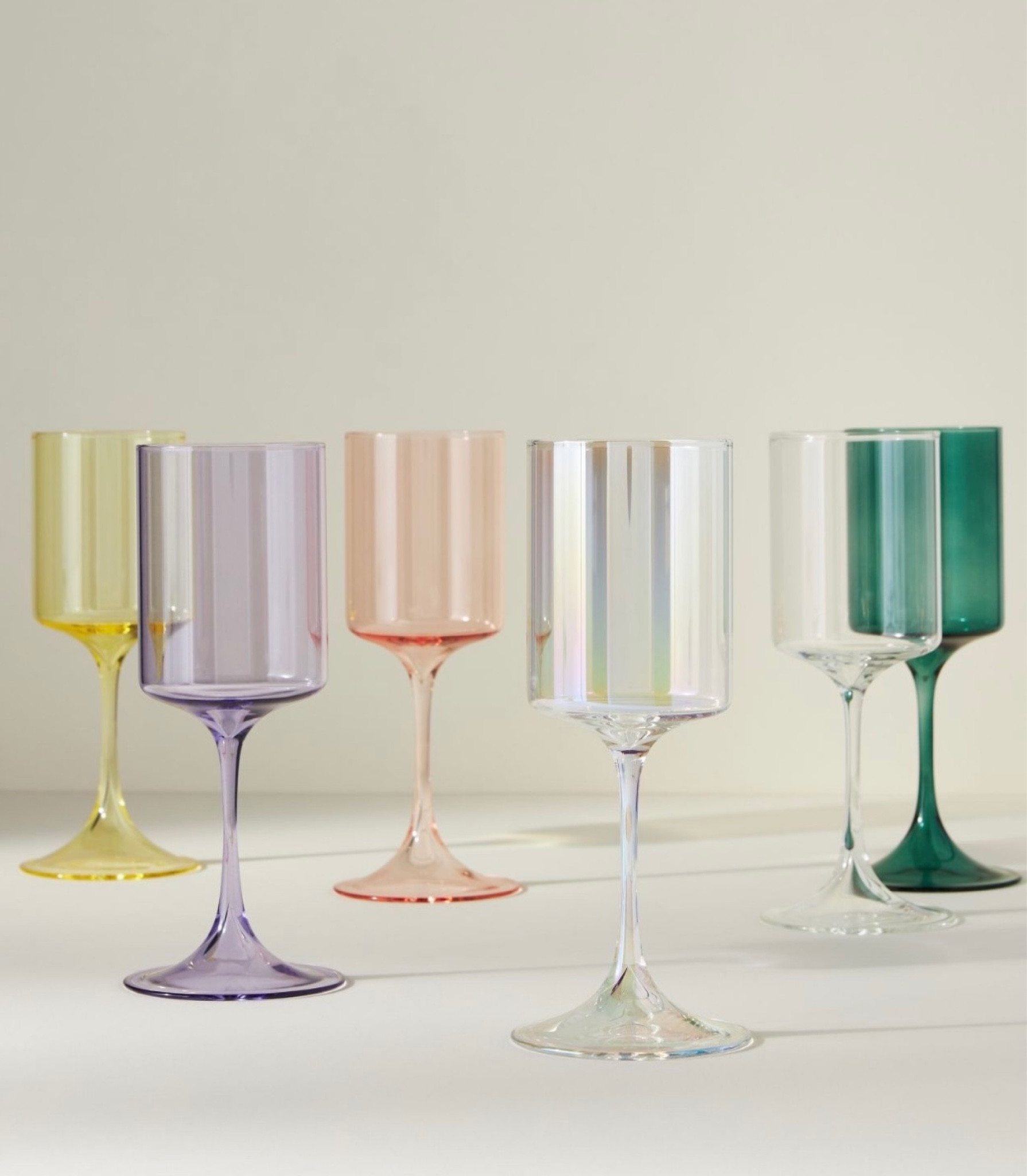 I had to show y’all these STUNNING Anthropologie Wine glasses I am obsessed with! I purchased these Glasses in shades Lilac && Dark Turquoise- I am in looooove!!! 
•
Shop my products && Follow me on Instagram at @nardinemarie for more home finds! 

#LTKU #LTKhome #LTKFind