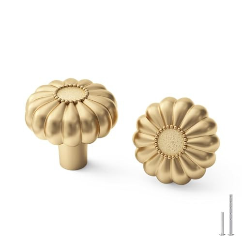Goldenwarm 6 Pack Gold Dresser Knobs for Drawer Knob for Cabinet Pulls Hardware Handle Brushed Brass Vintage Luxury Pull | Amazon (US)