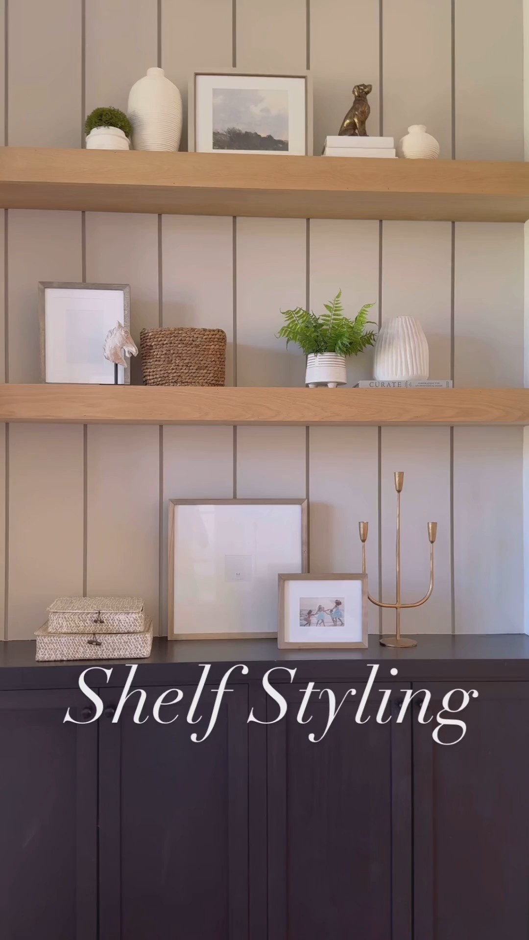 Keep it clean, simple and not over styled because that invites clutter. Pick your favorite family photos and just display a few… Not every photo you have has to be in a frame.