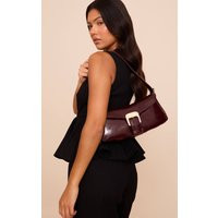 Burgundy Crinkle PU Buckle Shoulder Bag | PrettyLittleThing US