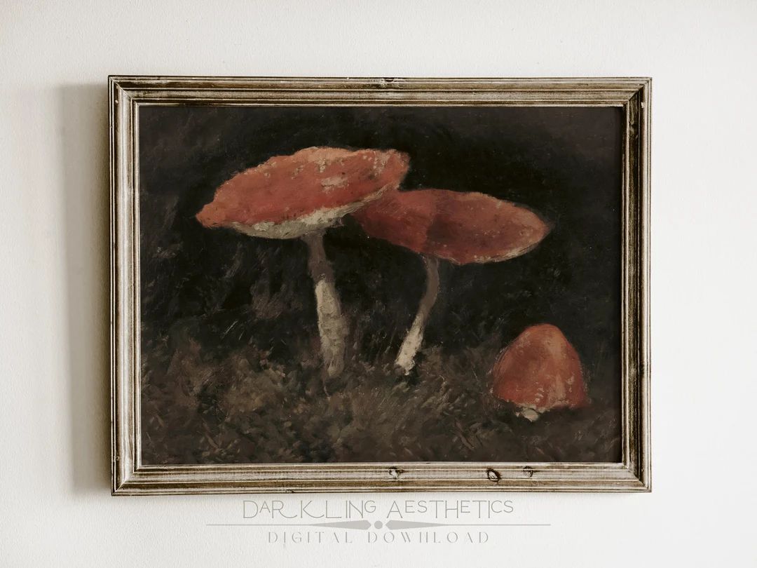 Mushrooms Print Vintage Moody Victorian Dark Cottagecore - Etsy | Etsy (US)