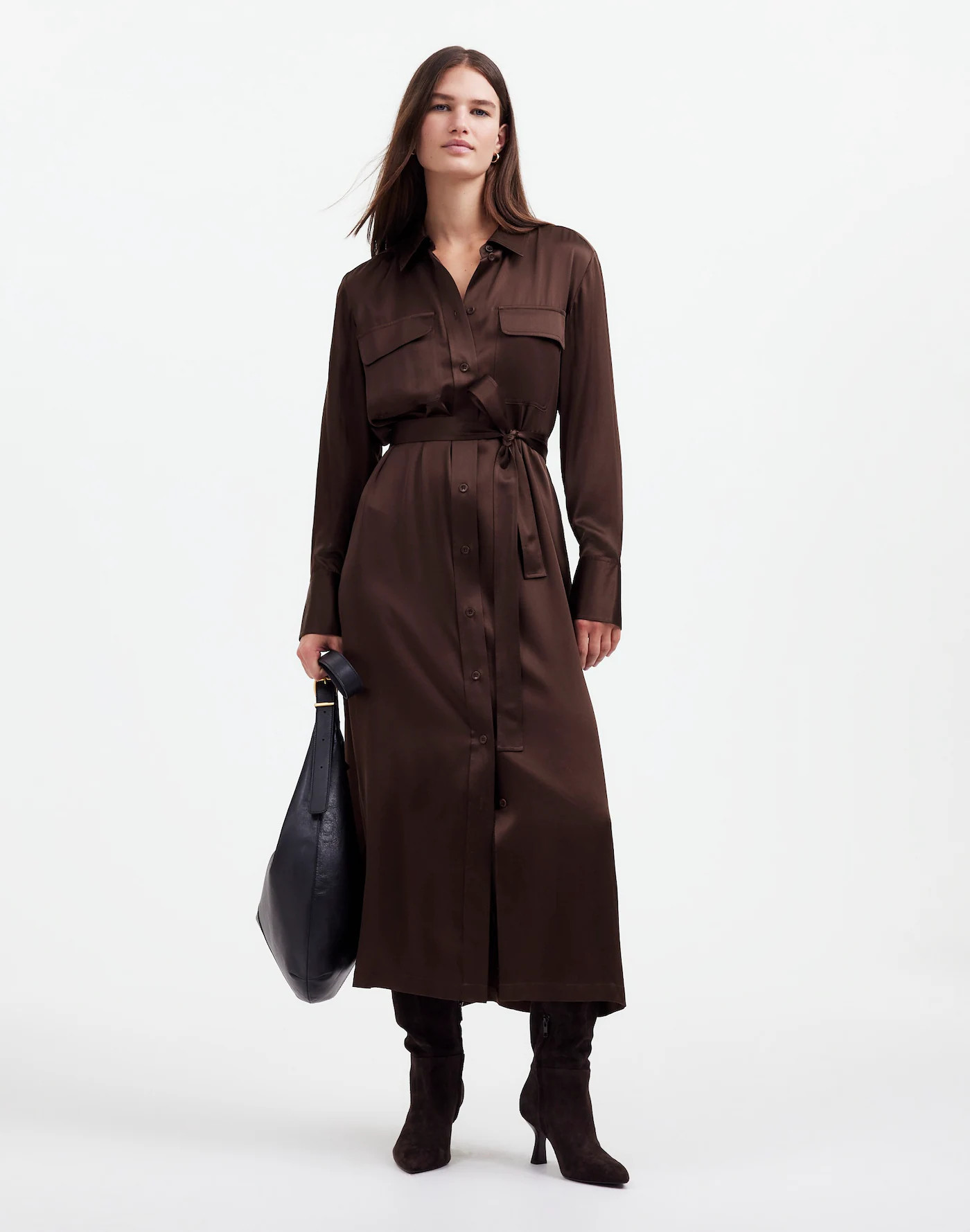 Silk Belted Midi Shirtdress | Madewell | Madewell