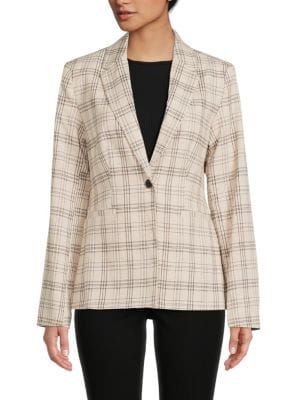 Plaid Linen Blend Single Breasted Blazer | Saks Fifth Avenue OFF 5TH