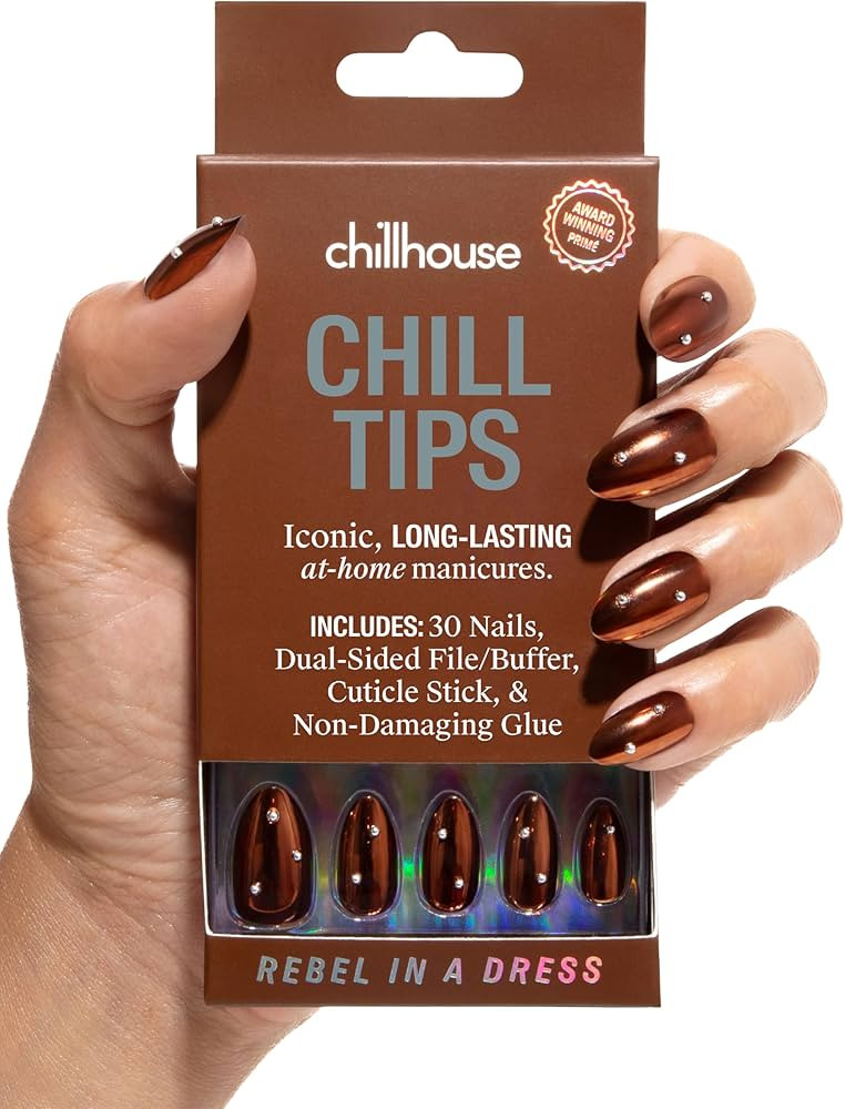 Chillhouse - Chill Tips, Press on Nails Kit - Rebel in a Dress (Almond) - 30 Nail Shapes & Sizes ... | Amazon (US)