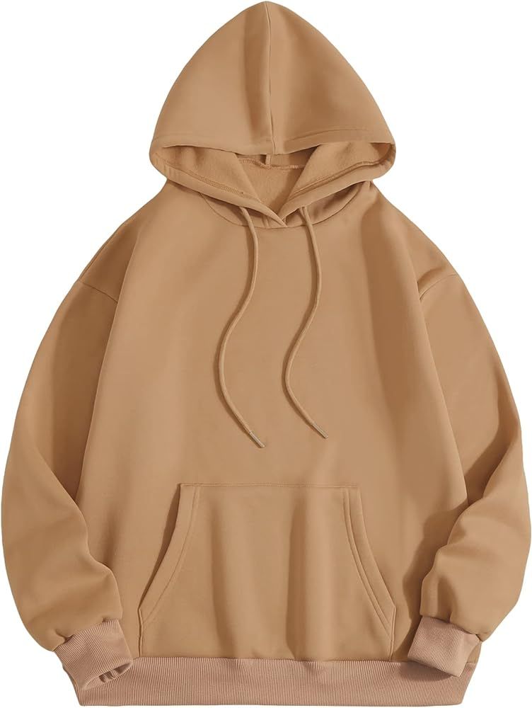 SweatyRocks Women's Casual Long Sleeve Drop Shoulder Oversized Pullover Hoodie Sweatshirt Tops | Amazon (US)