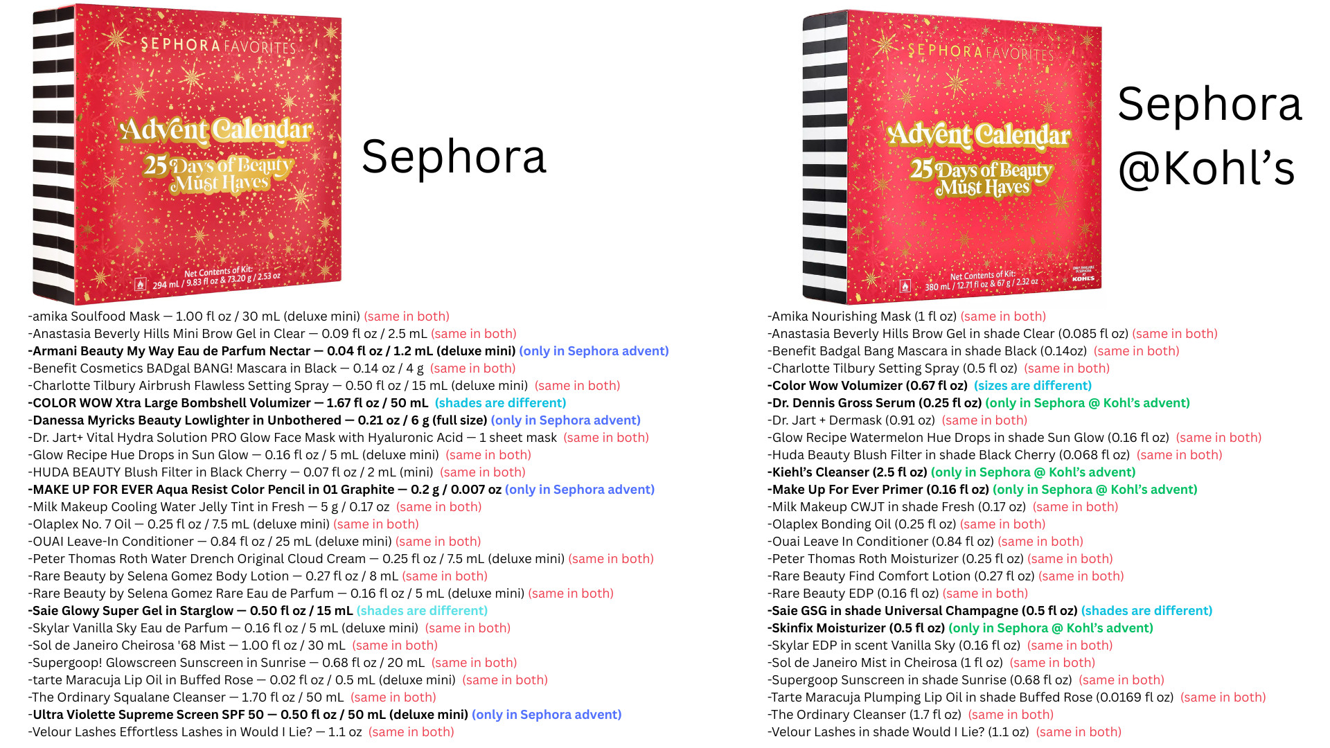 Sephora vs. Sephora for Kohl's 25 Days of Beauty Advent Calendars. $99/each.  

 #LTKSeasonal #LTKFindsUnder100 #LTKBeauty