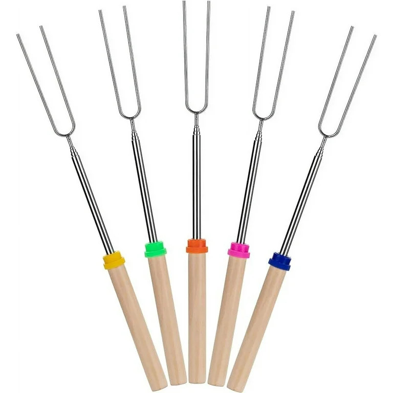 Roasting Sticks, 5Pcs, 32”, Extendable Stainless Steel Campfire Smores Sticks, Hot Dog Sticks f... | Walmart (US)