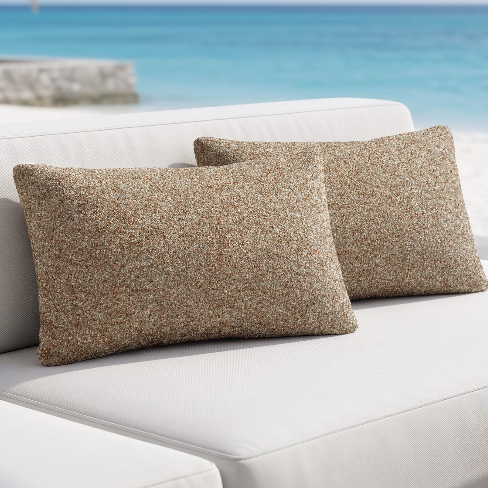 Outdoor Lumbar Pillow Set of 2 with Inserts, Outdoor Throw Pillow Water Resistant for Patio Furni... | Amazon (US)