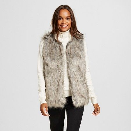 Women's Faux Fur Vest Gray/Black - Merona™ | Target