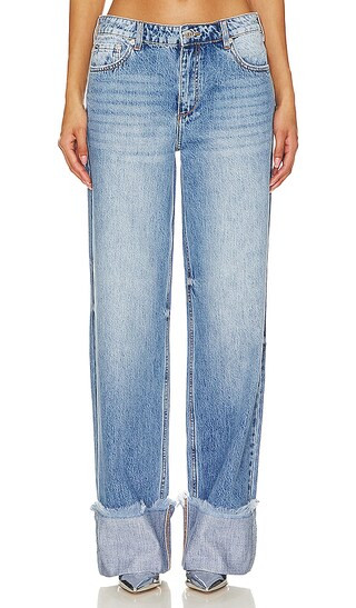 Margot Cuffed Wide Leg in River | Revolve Clothing (Global)