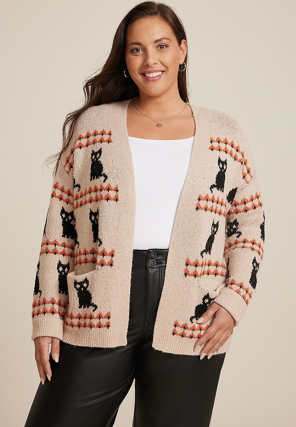 Plus Size Cat Long Sleeve Cardigan | Maurices