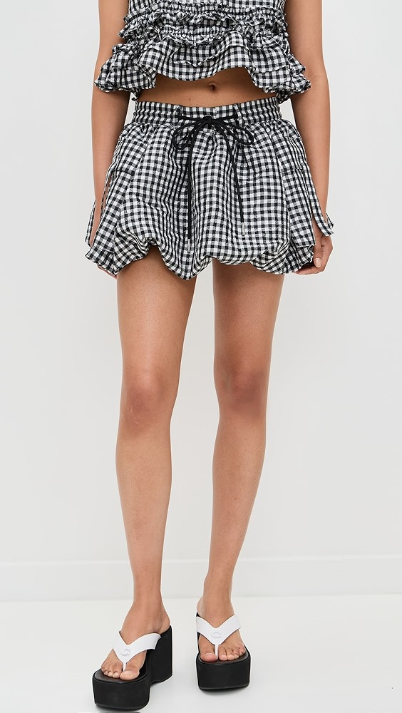 GANNI Crinkled Taffeta Check Mini Bubble Skirt | Shopbop | Shopbop