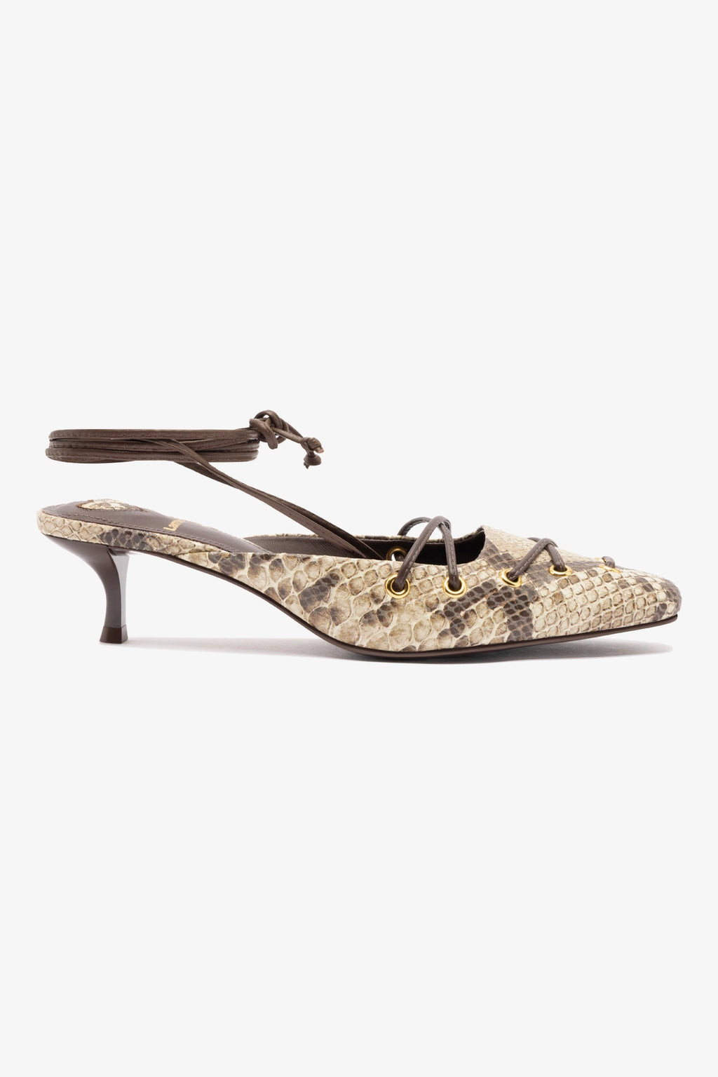 Amal Lace Up Pump In Neutral Printed Snake | Larroude