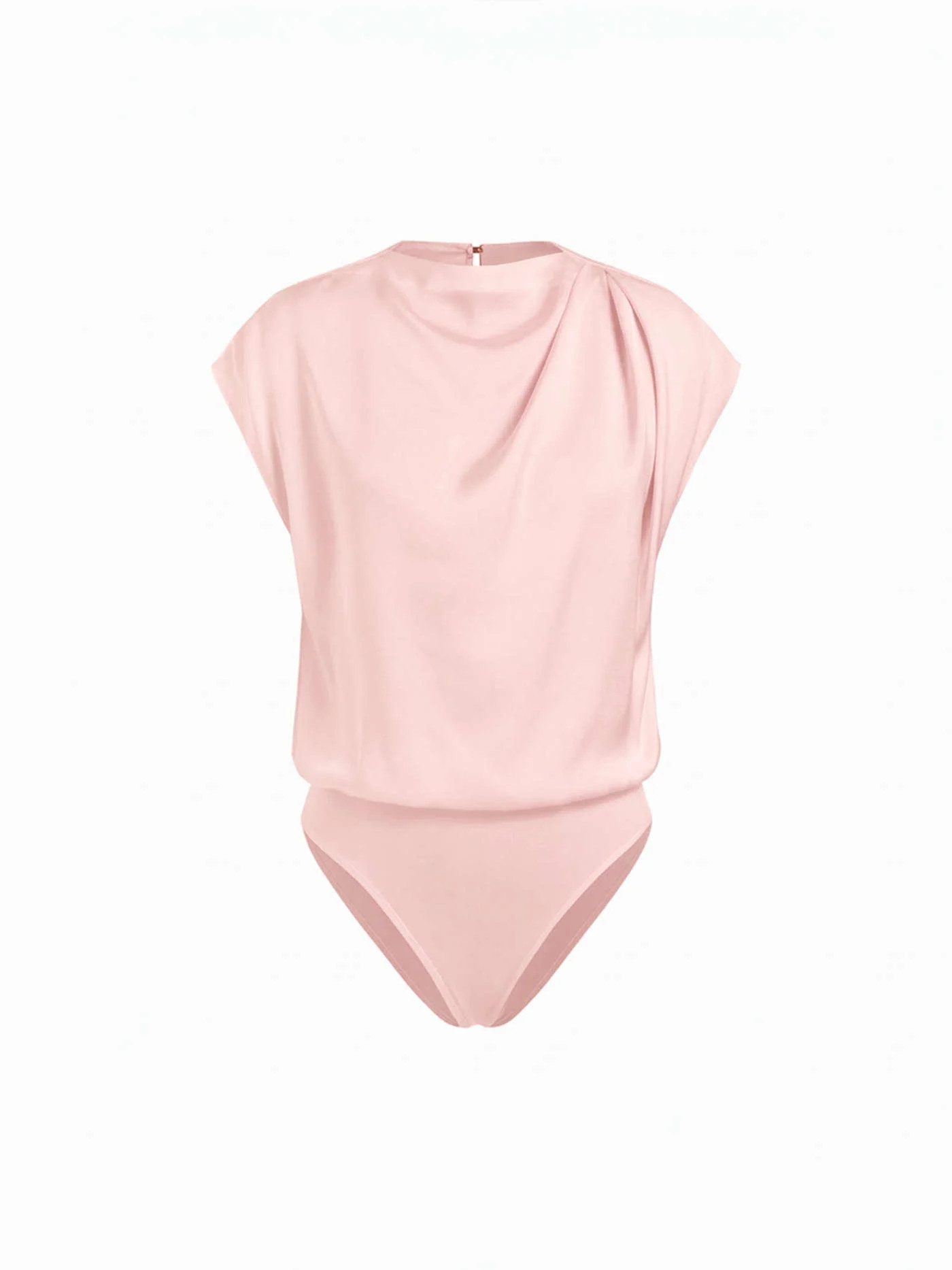Satin Satin Stand Collar Ruched Short Sleeve Bodysuit For Work | Cider