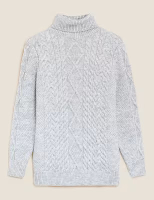 Cable Knit Roll Neck Longline Jumper | M&S Collection | M&S | Marks & Spencer (UK)