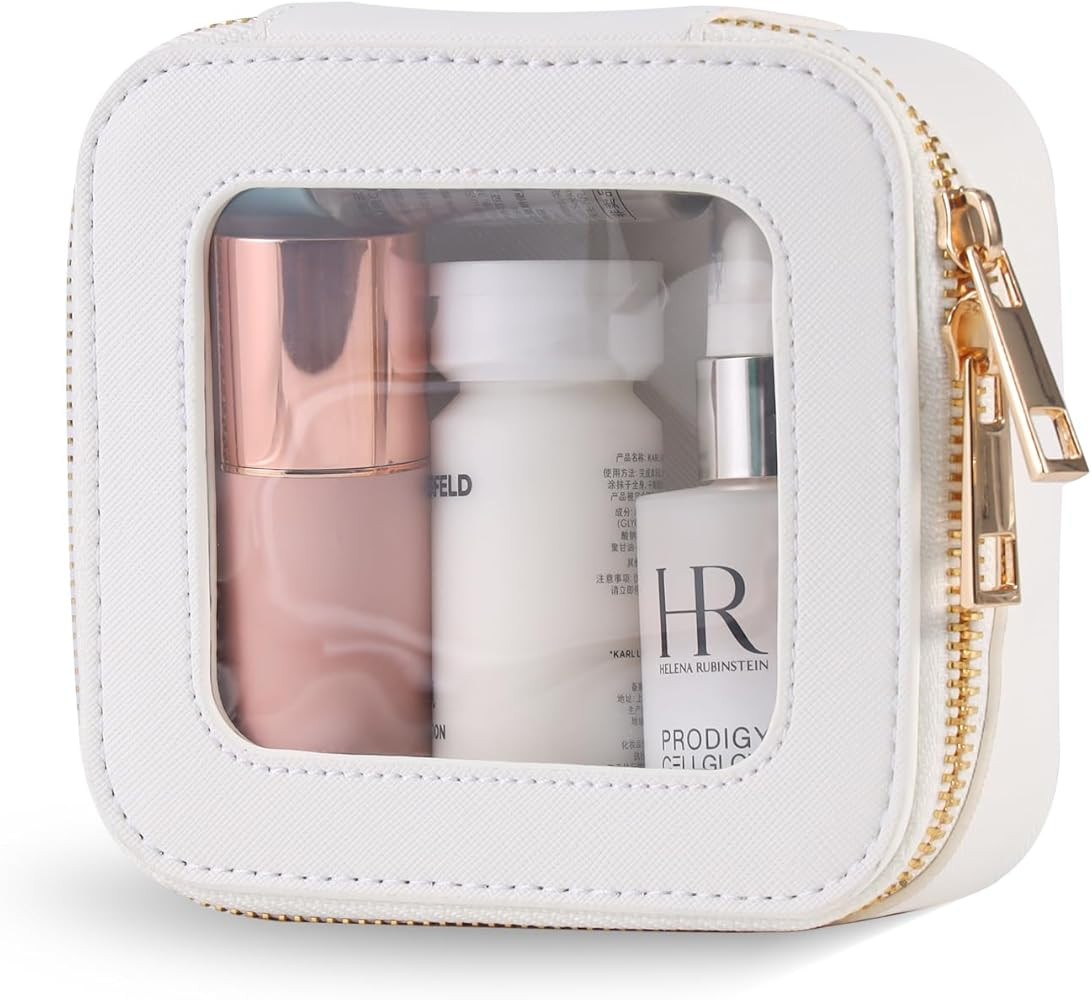 Mini Clear Makeup Bag Cosmetic Bags with Zipper,Small Makeup Bag for Purse,Waterproof Clear Toile... | Amazon (US)