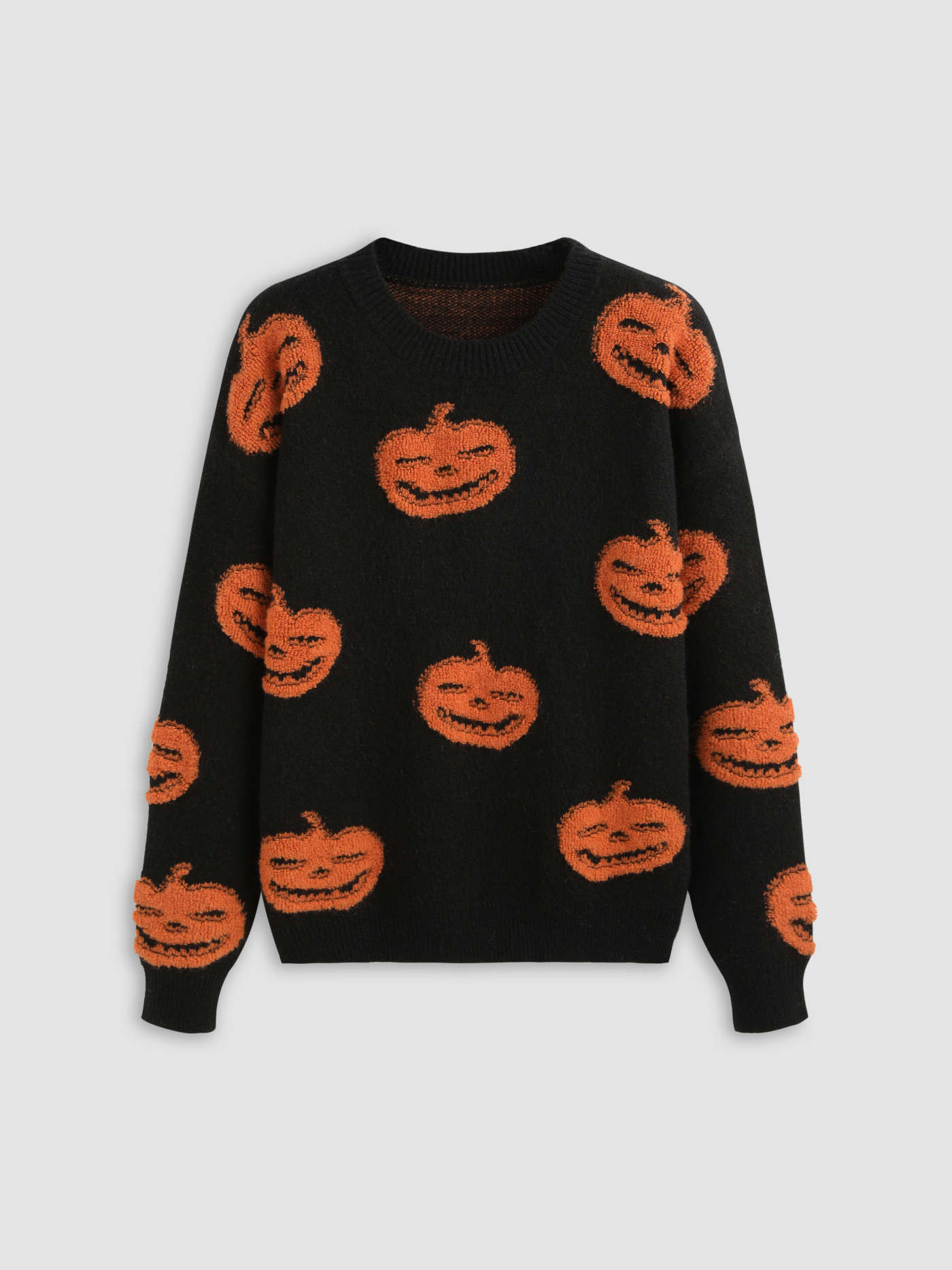 Halloween Round Neck Pumpkin Long Sleeve Sweater | Cider