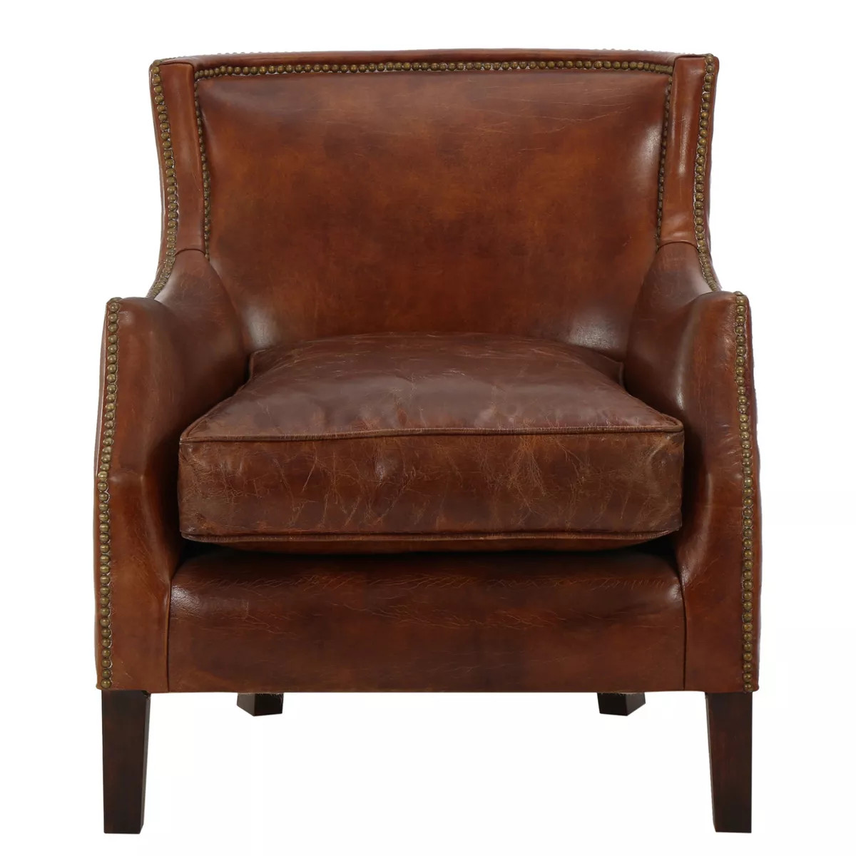 Njord Vintage Leather Club Chair: Studded, No Assembly - Christopher Knight Home | Target