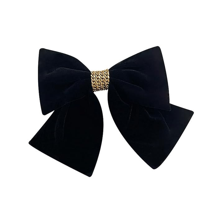 Large Hair Bows for Women Black Hair Bow Big Bow Hair Clip Girl French Barrette with with Velvet ... | Amazon (US)