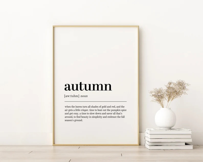 Autumn Definition Print, Printable Poster, Autumn Wall Art Prints, Minimalist Poster, Aesthetic P... | Etsy (US)