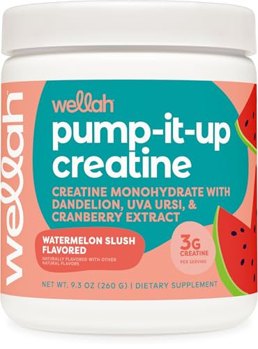 Wellah Pump-It-Up Creatine (50 Servings, Watermelon Slush) - Creatine Monohydrate with Dandelion, Uva Ursi, & Cranberry Extract | Amazon (US)