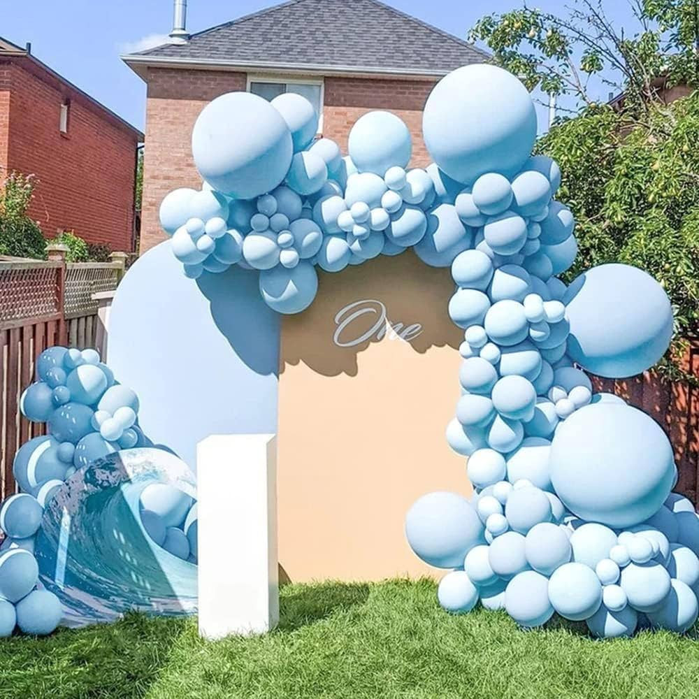Double Stuffed Pastel Blue Balloon Garland Macaron Baby Blue Balloons Different Sizes 18/12/5 Inc... | Amazon (US)