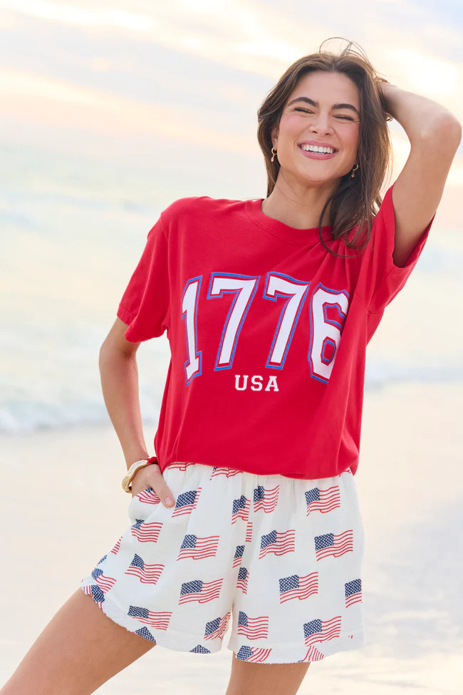 1776 Block USA Red Graphic Tee | Pink Lily