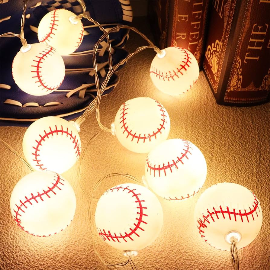 Yayfazy Baseball Decorations String Lights, Timer Battery Operated 6.5ft 10LED Room Decor,Basebal... | Amazon (US)