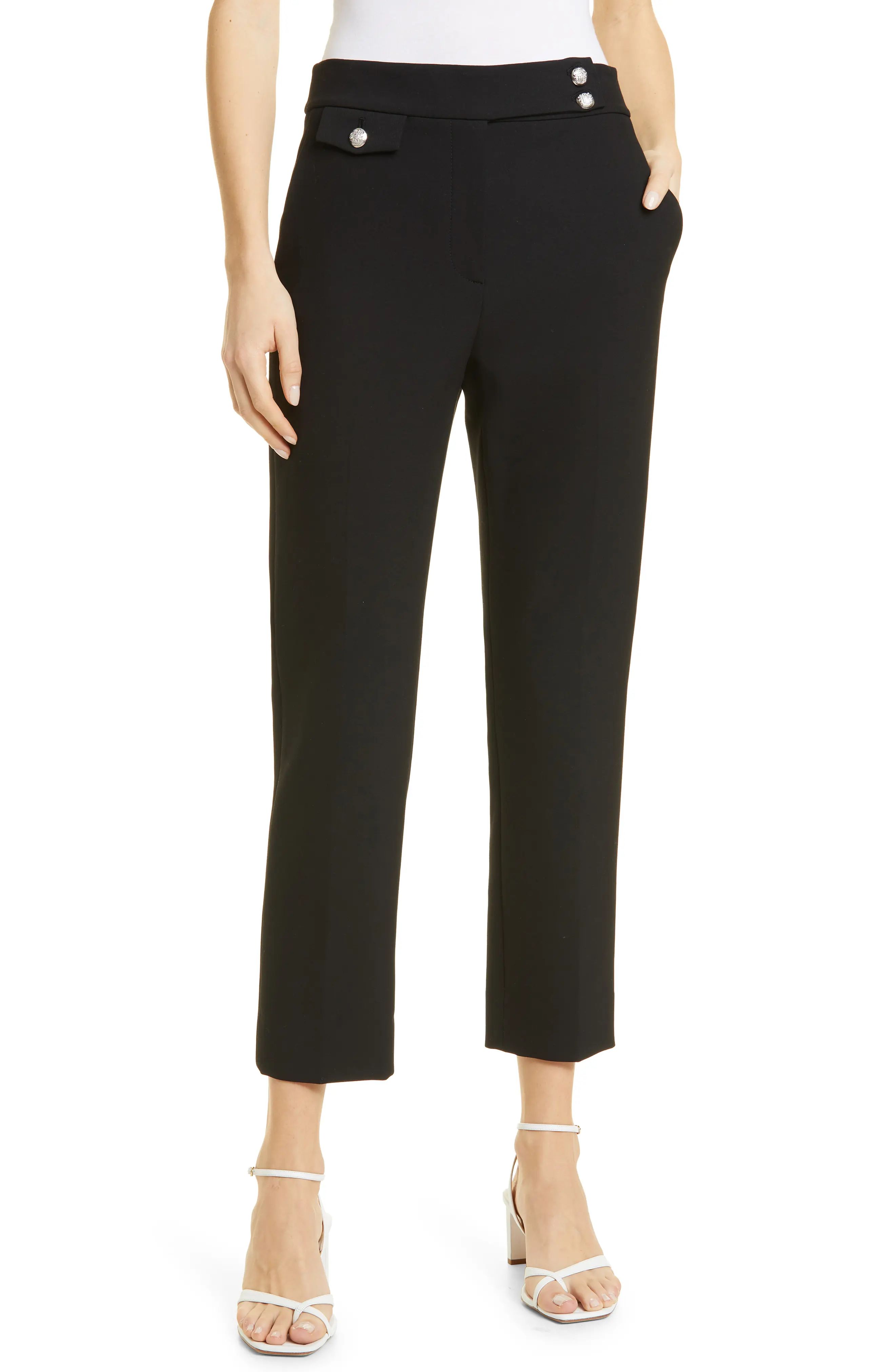 Veronica Beard Renzo Crop Cotton Blend Trousers in Black at Nordstrom, Size 0 | Nordstrom