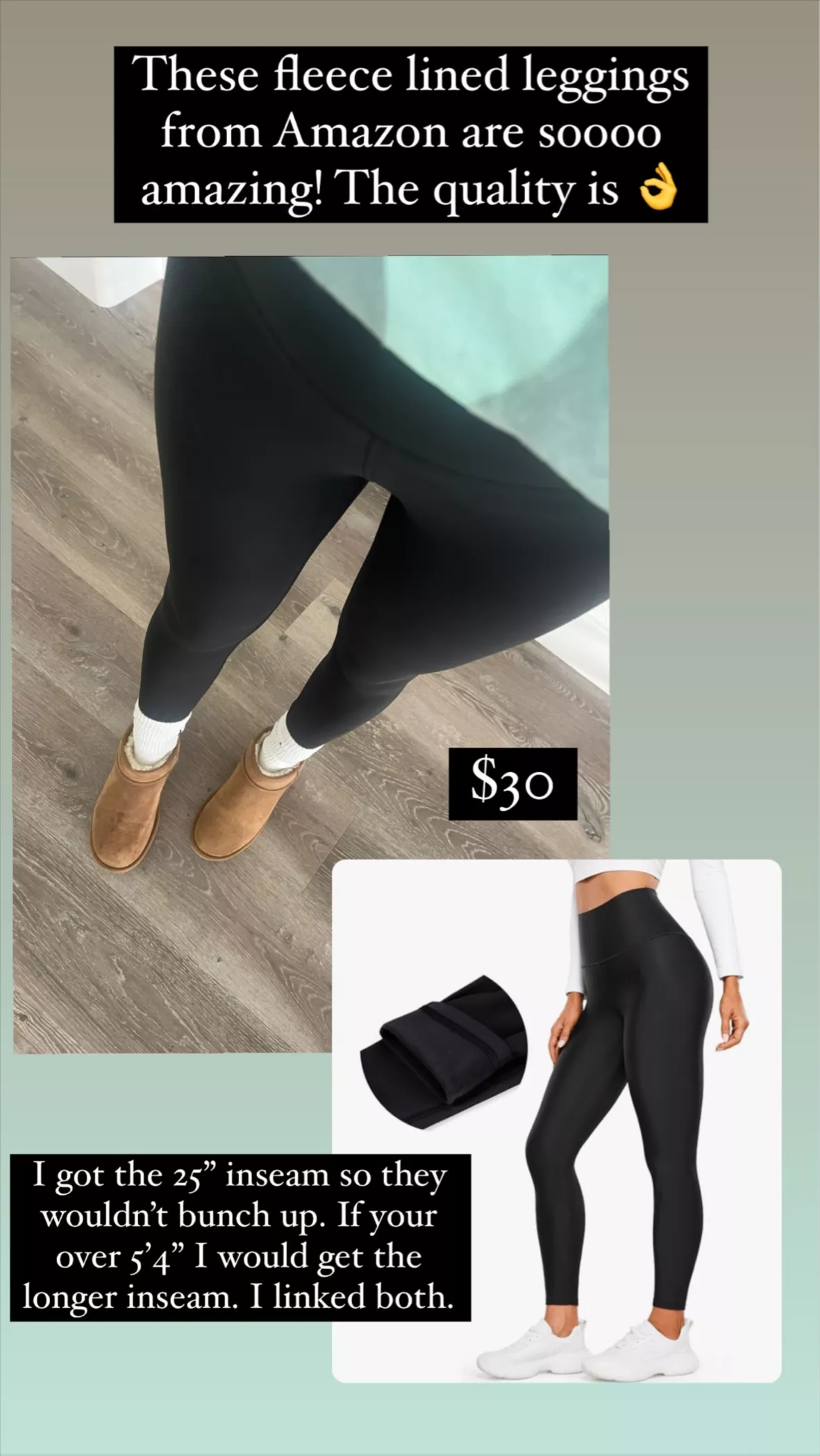 CRZ YOGA Autumn Winter Women's Thermal Fleece Lined Leggings