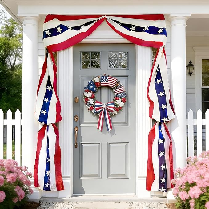 4th of July Decorations - Patriotic Bunting American Flag Banner Outdoor Porch Decor for Independ... | Amazon (US)