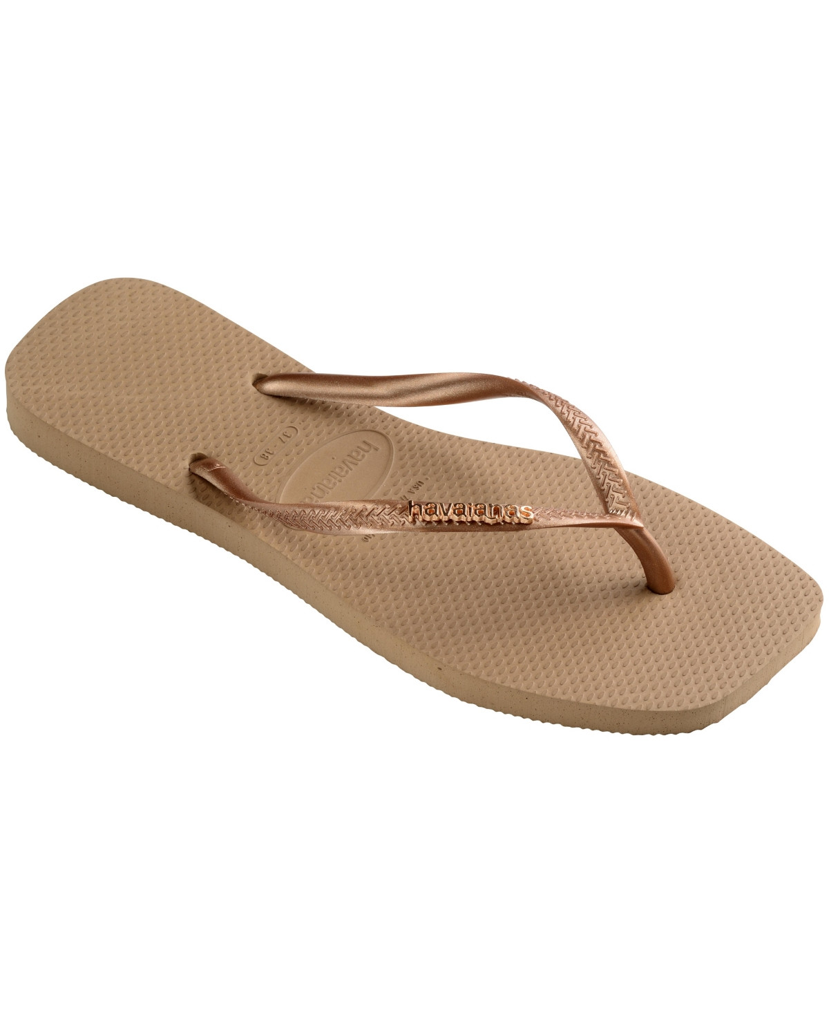Havaianas Women's Slim Square Logo Metallic Sandals - Rose Gold | Macy's