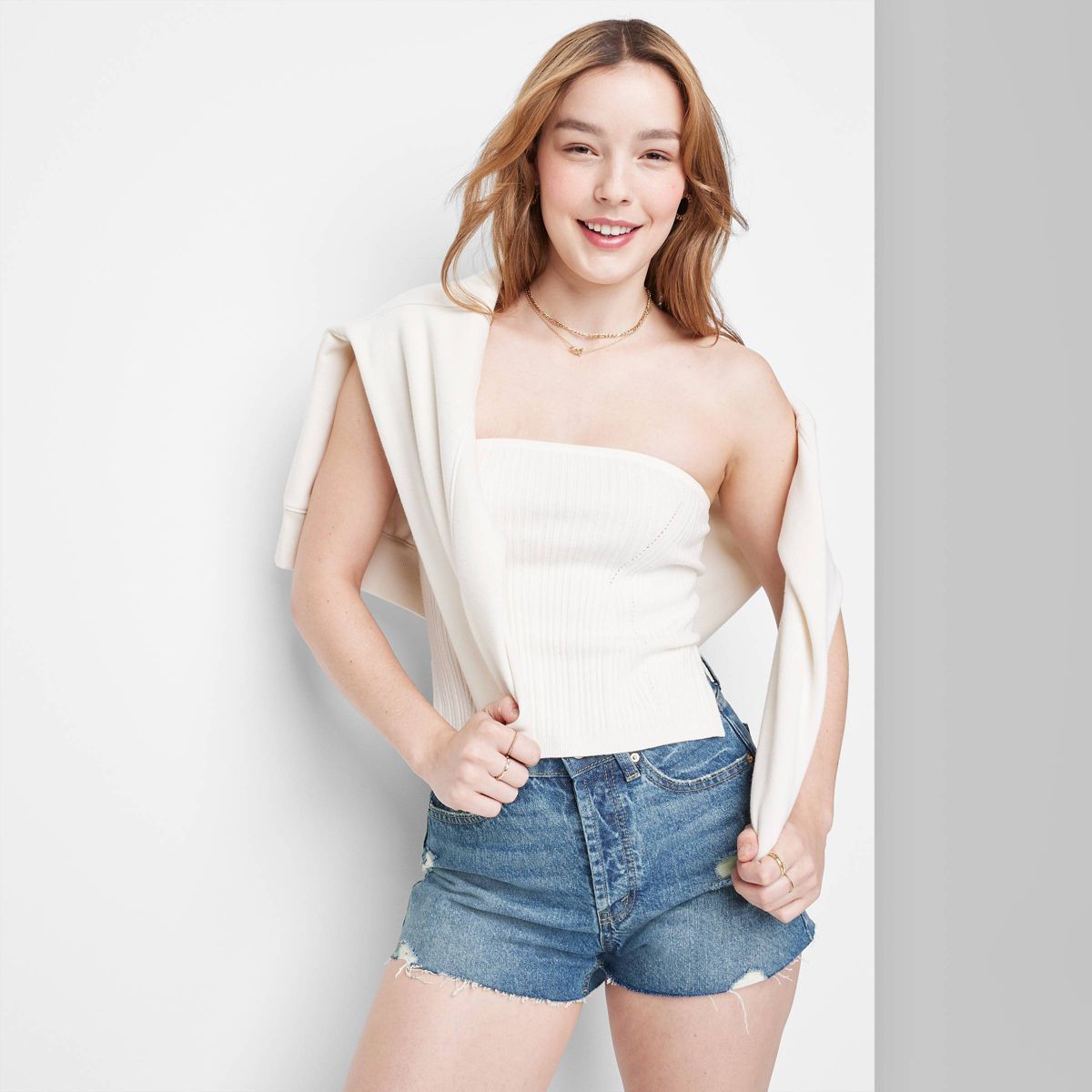 Women's High-Rise EasyRigid Cutoff Jean Shorts - Wild Fable™ Medium Wash 6 | Target
