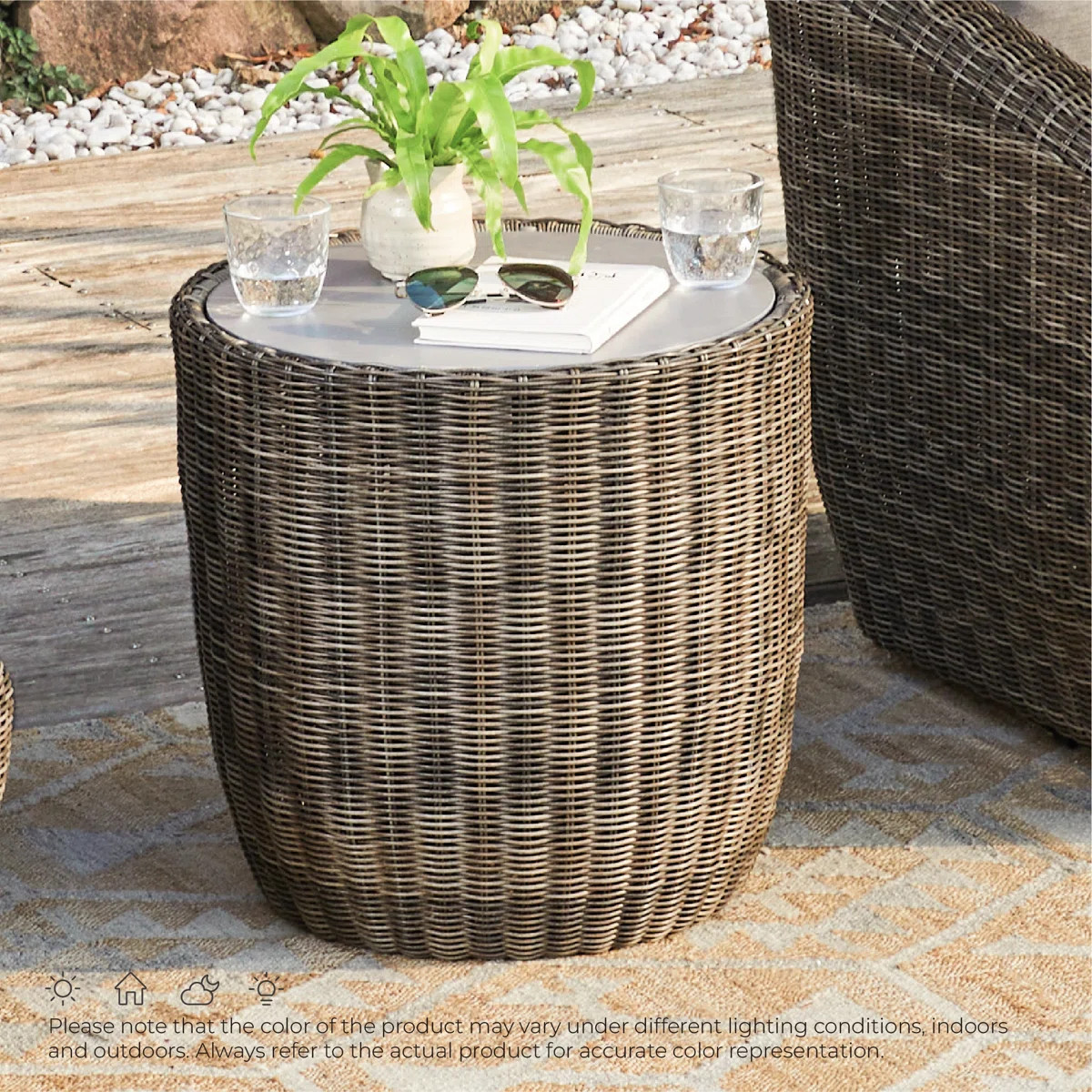 Cambelle Round Metal Outdoor Side Table , 20'' in. W 20'' in. D | Wayfair North America