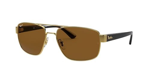 Ray-Ban Unisex RB3663 Metal Rectangular Sunglasses, Gold/Polarized B-15 Brown, 60 mm | Amazon (US)