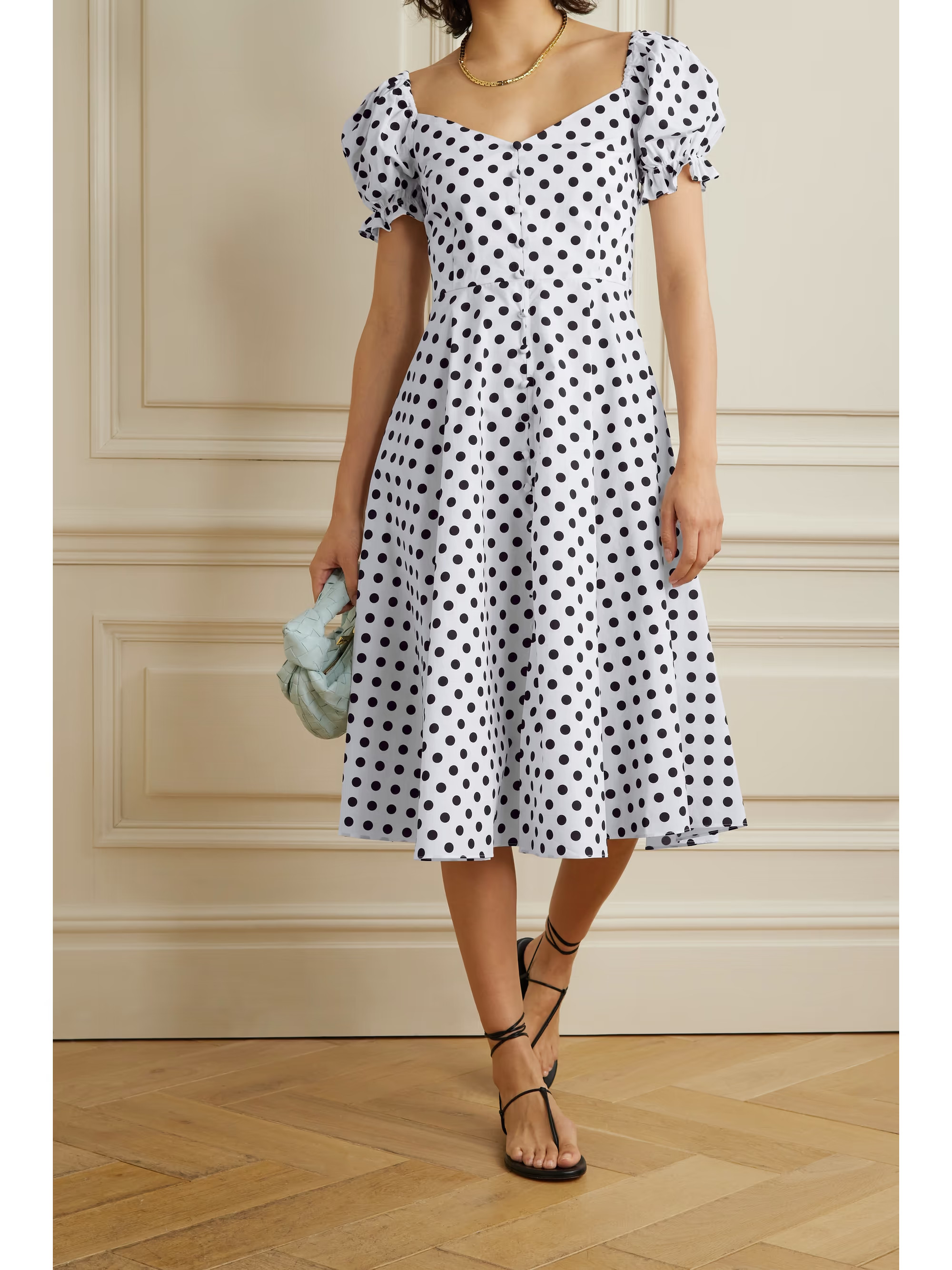 Savannah polka-dot cotton-blend poplin midi dress | NET-A-PORTER (US)
