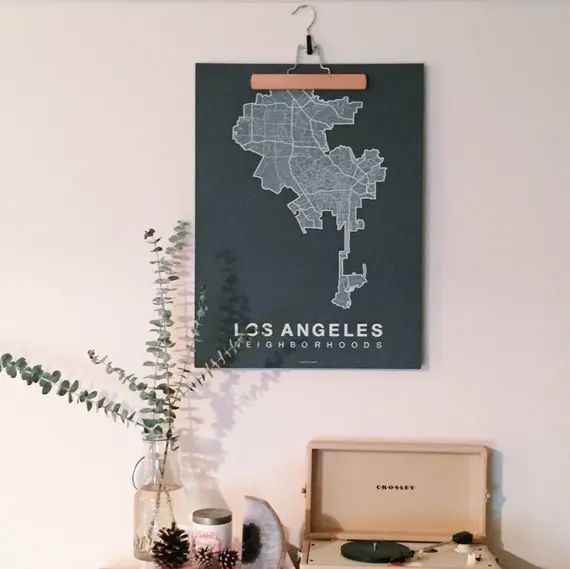 LOS ANGELES Neighborhood City Map Print Handmade LA | Etsy | Etsy (US)