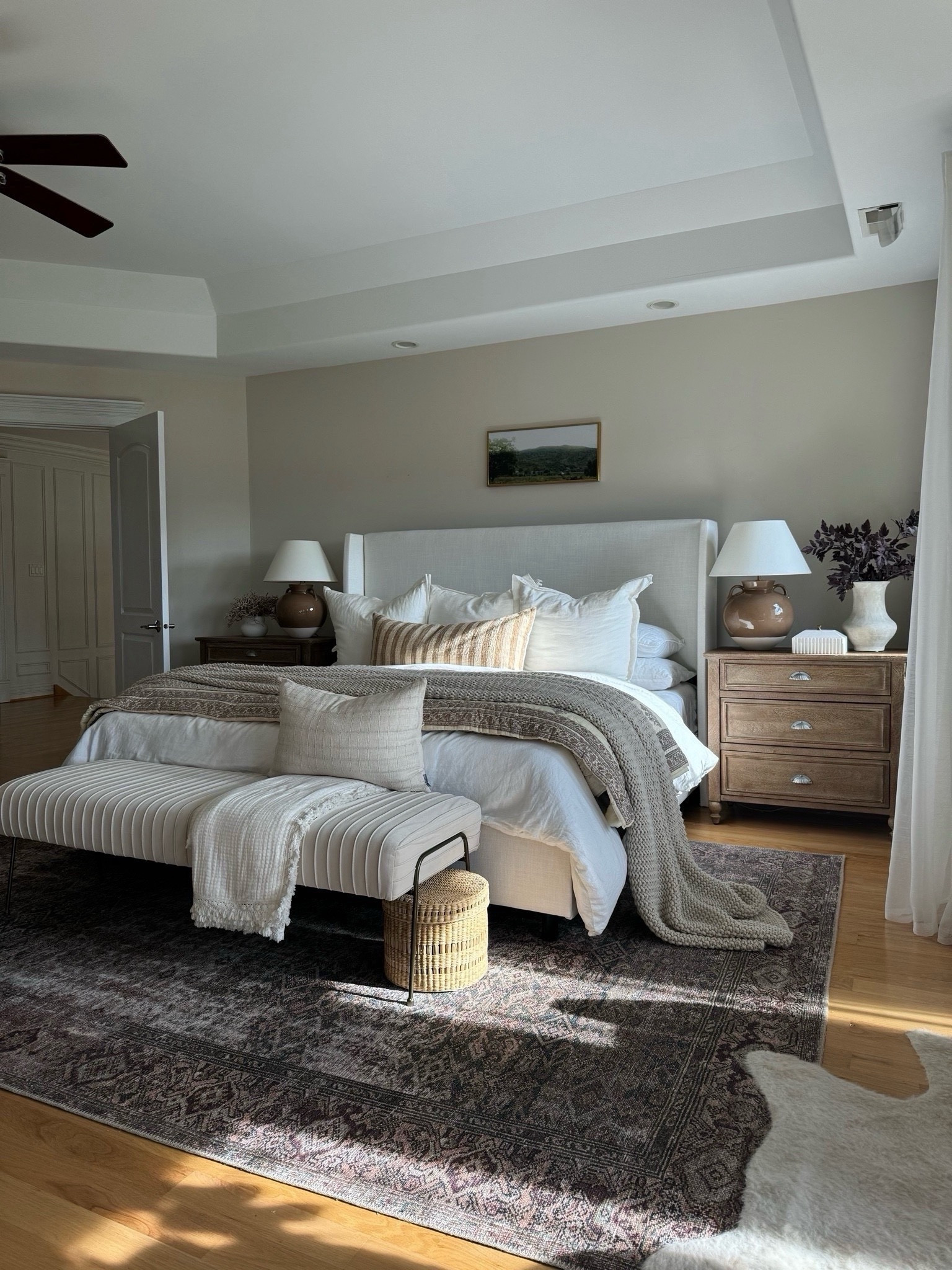 Our earthy, neutral calming bedroom! I am loving the warm, brown tones. My favorite rug, bench and bed are all on sale now! @wayfair #wayfairfinds #wafairhome #wayfairpartner #ad 

#LTKSaleAlert #LTKSeasonal #LTKHome