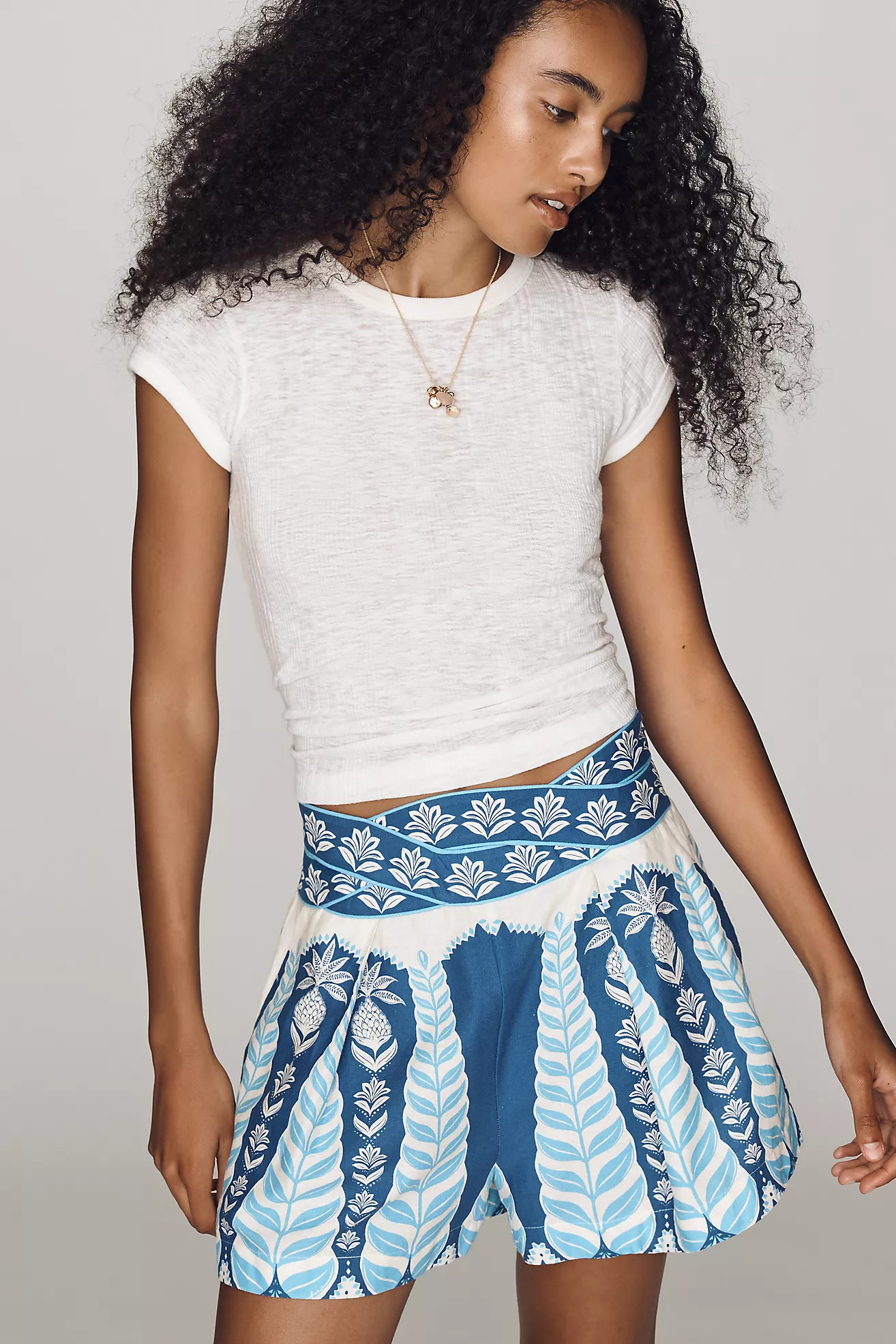 Farm Rio Braided Waist Shorts | Anthropologie (US)