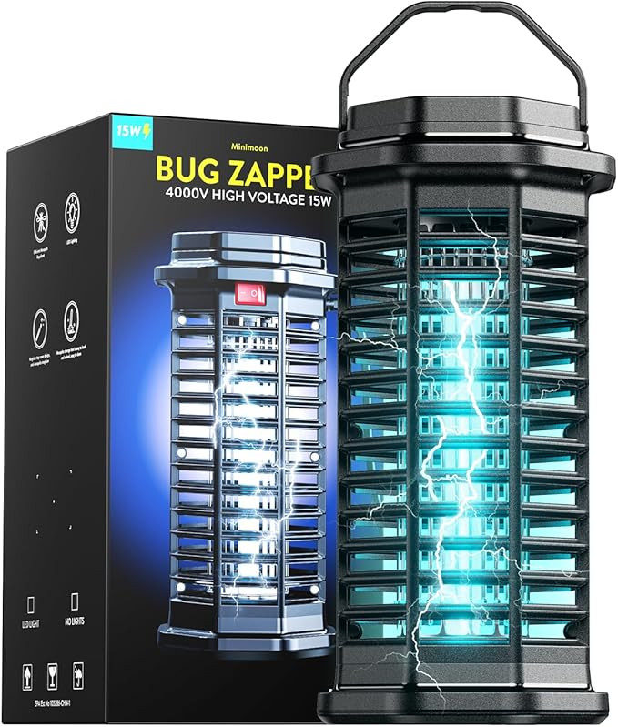 Minimoon Bug Zapper Outdoor, 4200V Electric Mosquito Zapper Indoor, IPX4 Waterproof Insect Zapper... | Amazon (US)