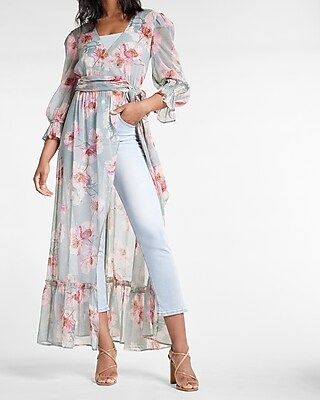 Light Floral Long Sleeve Cover-Up | Express